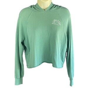 Billabong Green Long Sleeve Terry Cloth Cropped Hoodie Raglan Sleeves, size XS